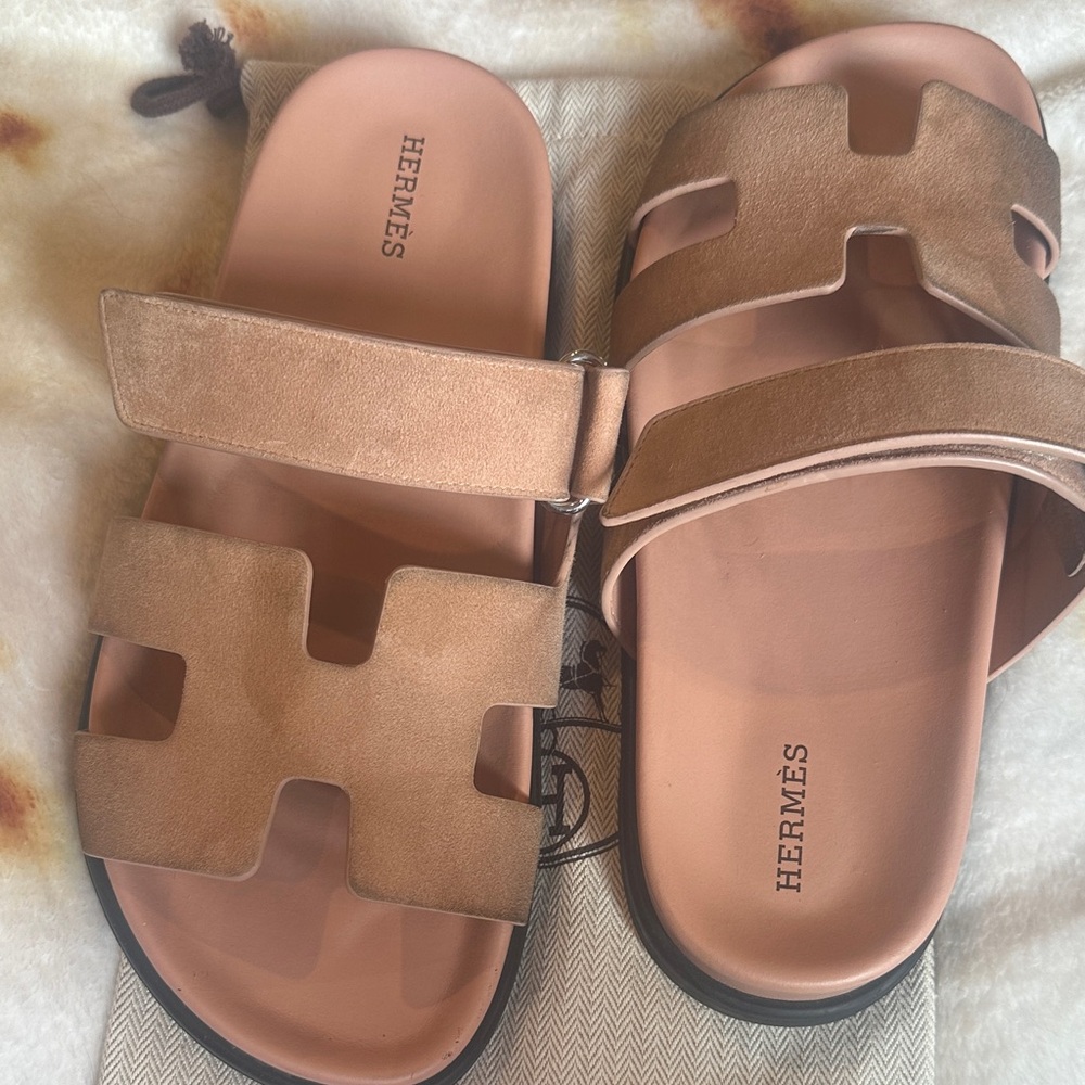 Hermes Chypre Tan Sandals. 100% authentic